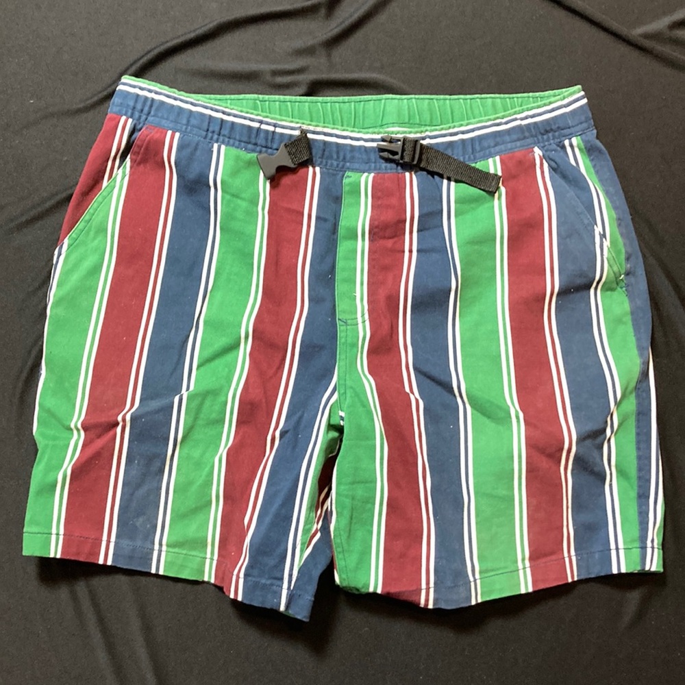 Blue, green, and maroon shorts. Size large